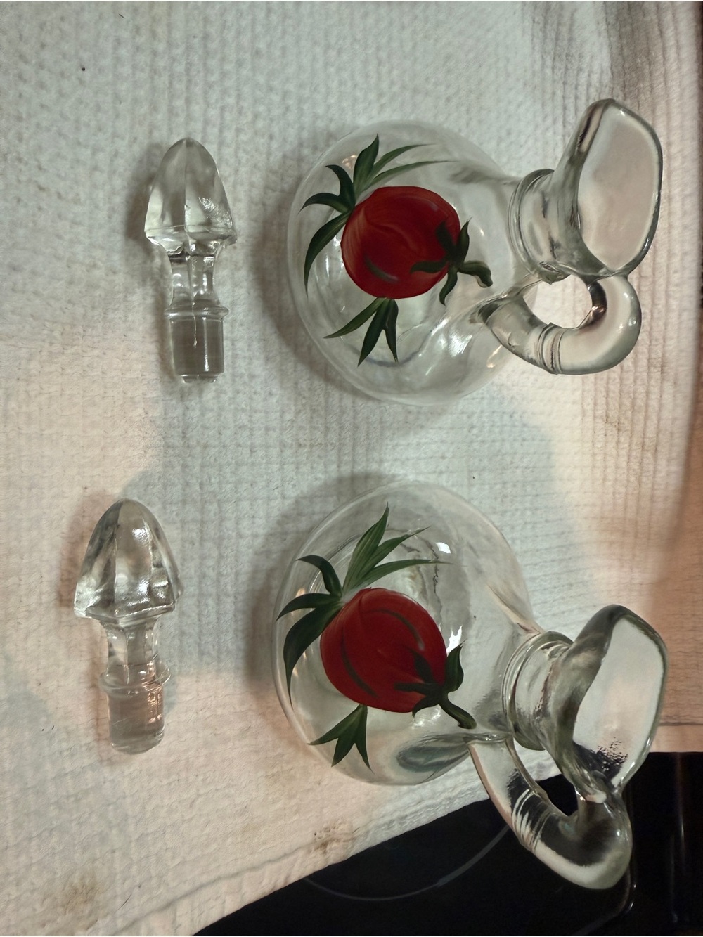 Vintage Hand Painted Tomato Oil & Vinegar Cruet Set